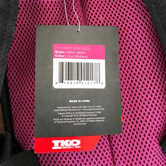 TKO Outdoor Hydration Backpack Hiking Running Bag NO BLADDER Onyx/Wildberry - Picture 4 of 5